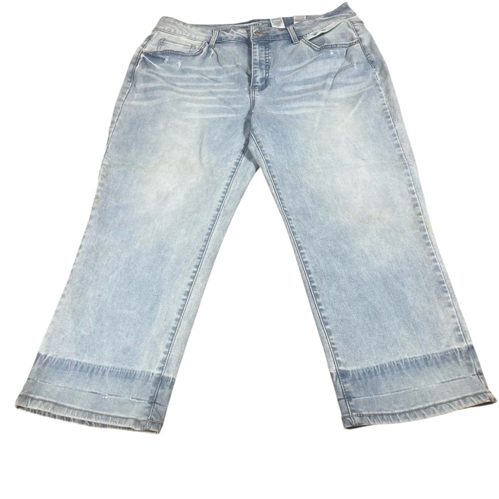 Mekool Women’s Denim Factory Distressed High Rise Jeans Size 2XL NWT